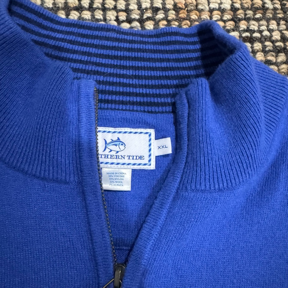 NWOT Southern Tide Men's Vest XXL (fits more like XL) Royal Blue Zip